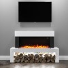 GRADE A2 - AmberGlo Floor Standing Electric Fireplace Suite in White - Log &amp; Crystal Fuel Bed