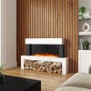 GRADE A1 - AmberGlo White Floor Standing Electric Fireplace Suite - Log &amp; Crystal Fuel Bed