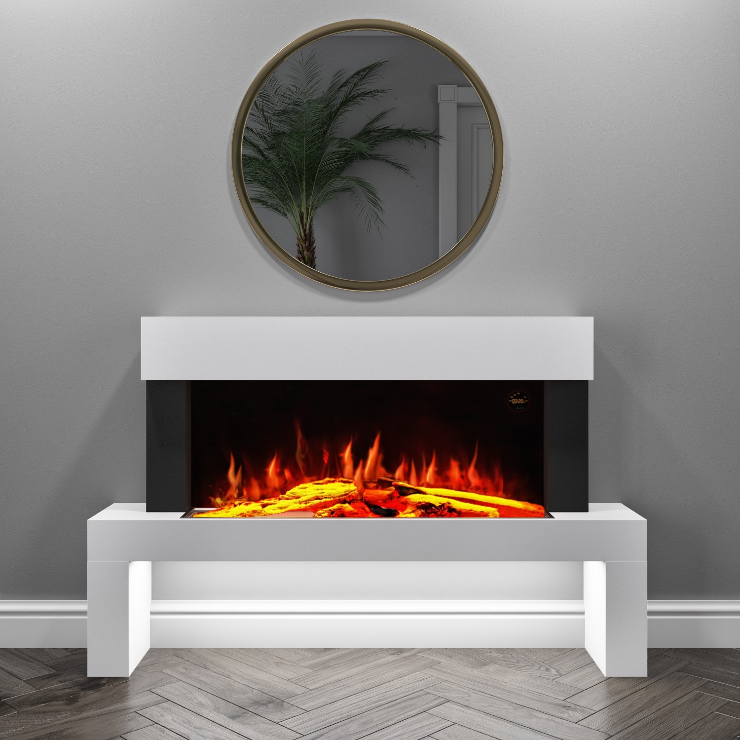 GRADE A2 AmberGlo Floor Standing Electric Fireplace Suite In White grade-a2-amberglo-floor-standing-electric-fireplace-suite-in-white