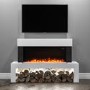 GRADE A2 - AmberGlo Floor Standing Electric Fireplace Suite in White - Log & Crystal Fuel Bed