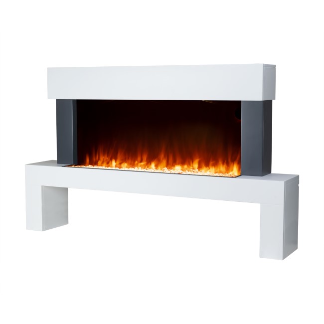 White Freestanding Electric Fireplace Suite with LED Lights - Amberglo