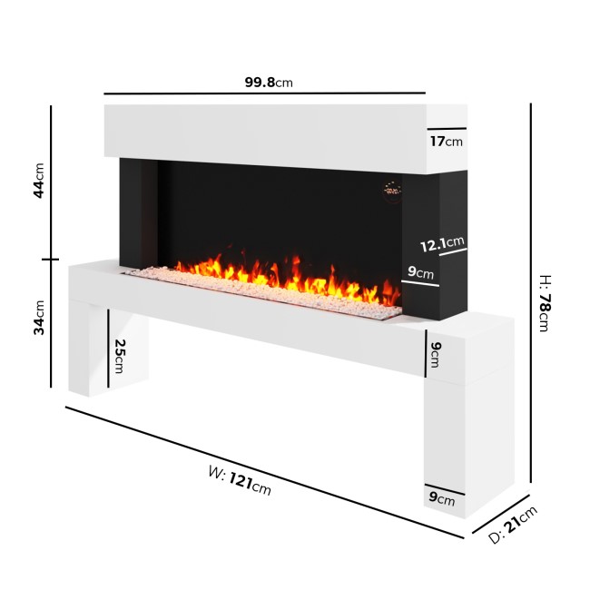 White Freestanding Electric Fireplace Suite with LED Lights - Amberglo