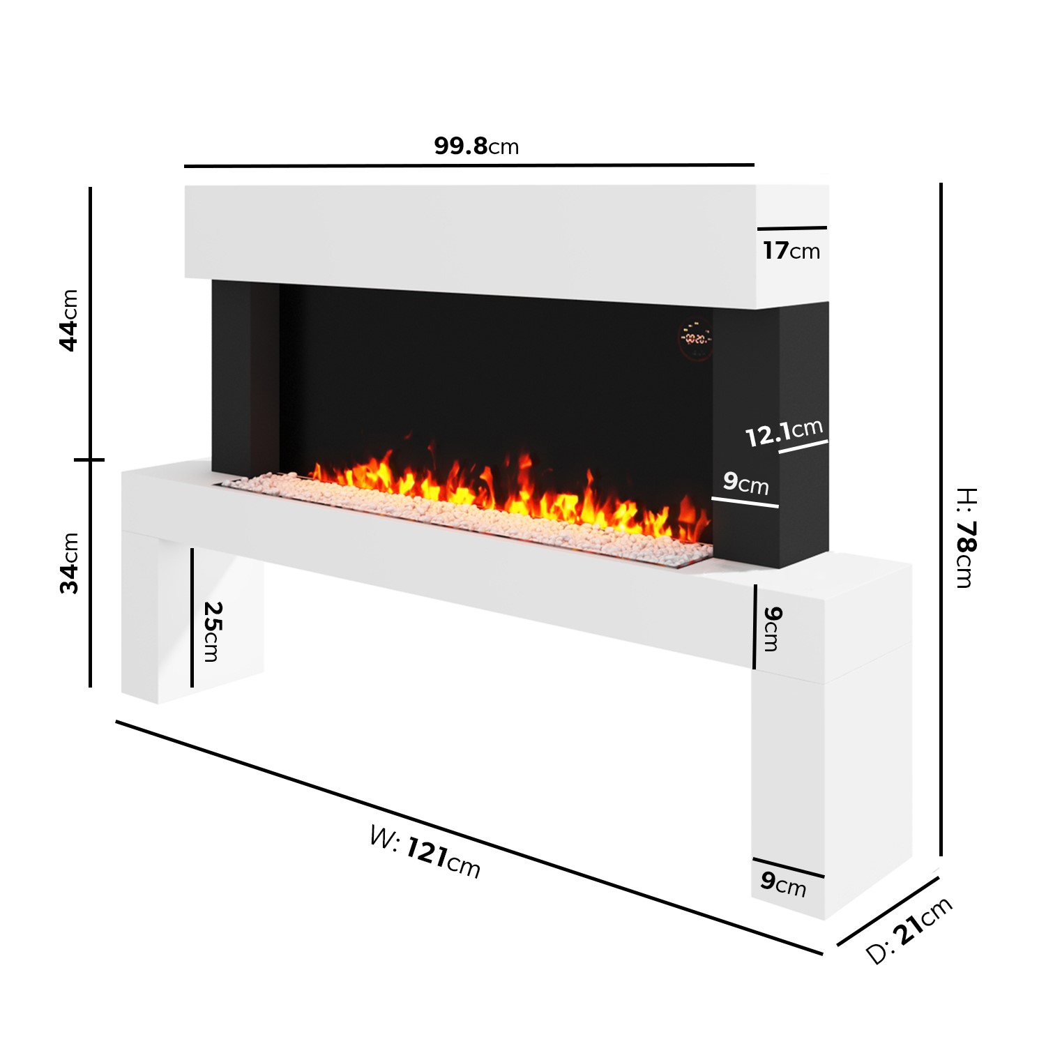 White Freestanding Electric Fireplace Suite with LED Lights Amberglo
