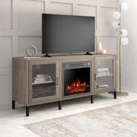 Industrial TV Unit with  Electric Fire & Storage - Amberglo