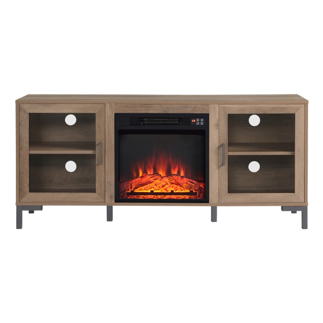 Industrial TV Unit with  Electric Fire & Storage - Amberglo