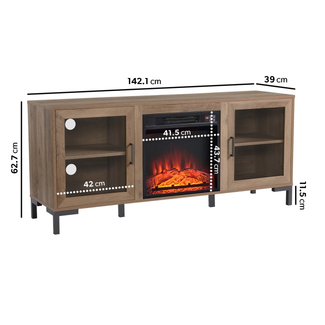 Industrial TV Unit with  Electric Fire & Storage - Amberglo