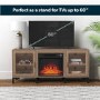 Industrial TV Unit with  Electric Fire & Storage - Amberglo