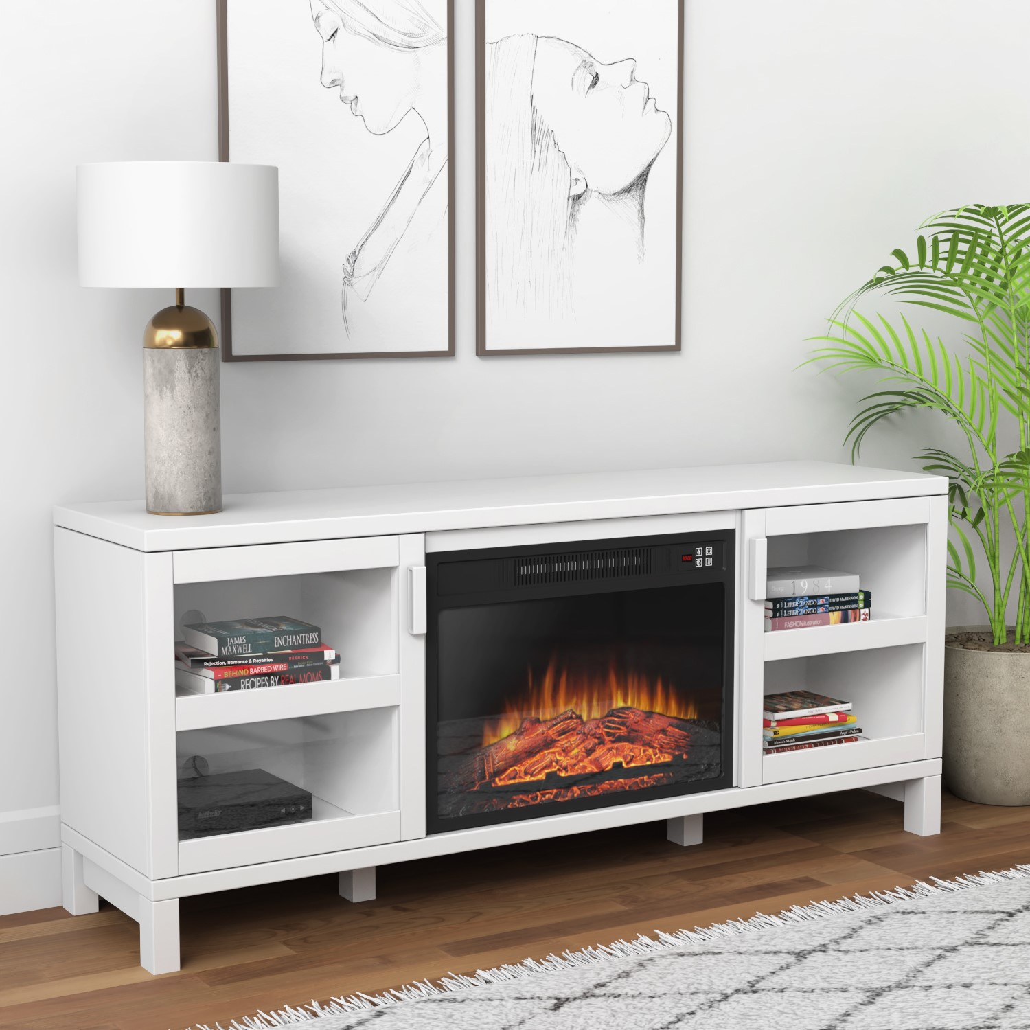 White Electric Fireplace Tv Unit With Storage Amberglo Furniture123 White Electric Fireplace Tv Unit With Storage Amberglo Furniture123