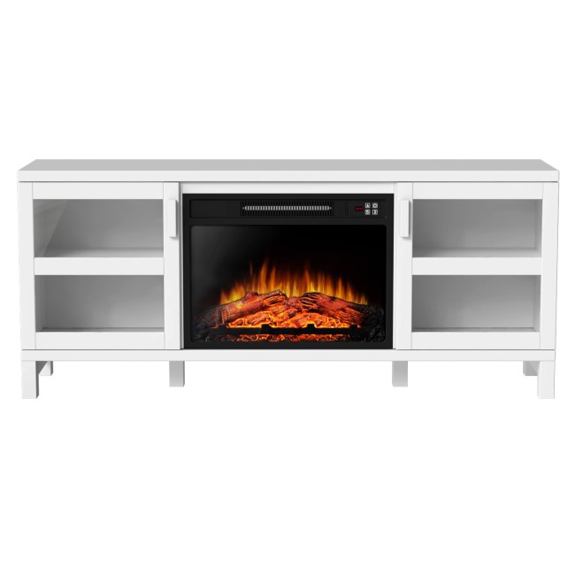 White Electric Fireplace TV Stand with Storage - Amberglo