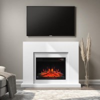 GRADE A2 - White Freestanding Electric Fireplace Suite with Log Effect - Amberglo