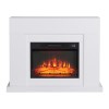 GRADE A1 - White Matte Electric Fire Suite with Surround - Amberglo