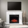 GRADE A3 - Black & White Freestanding Electric Fireplace Suite with Log Effect - Amberglo