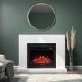 GRADE A3 - Black & White Freestanding Electric Fireplace Suite with Log Effect - Amberglo