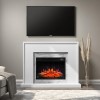 GRADE A2 - AmberGlo White Marble Effect Electric Fireplace Suite with Surround