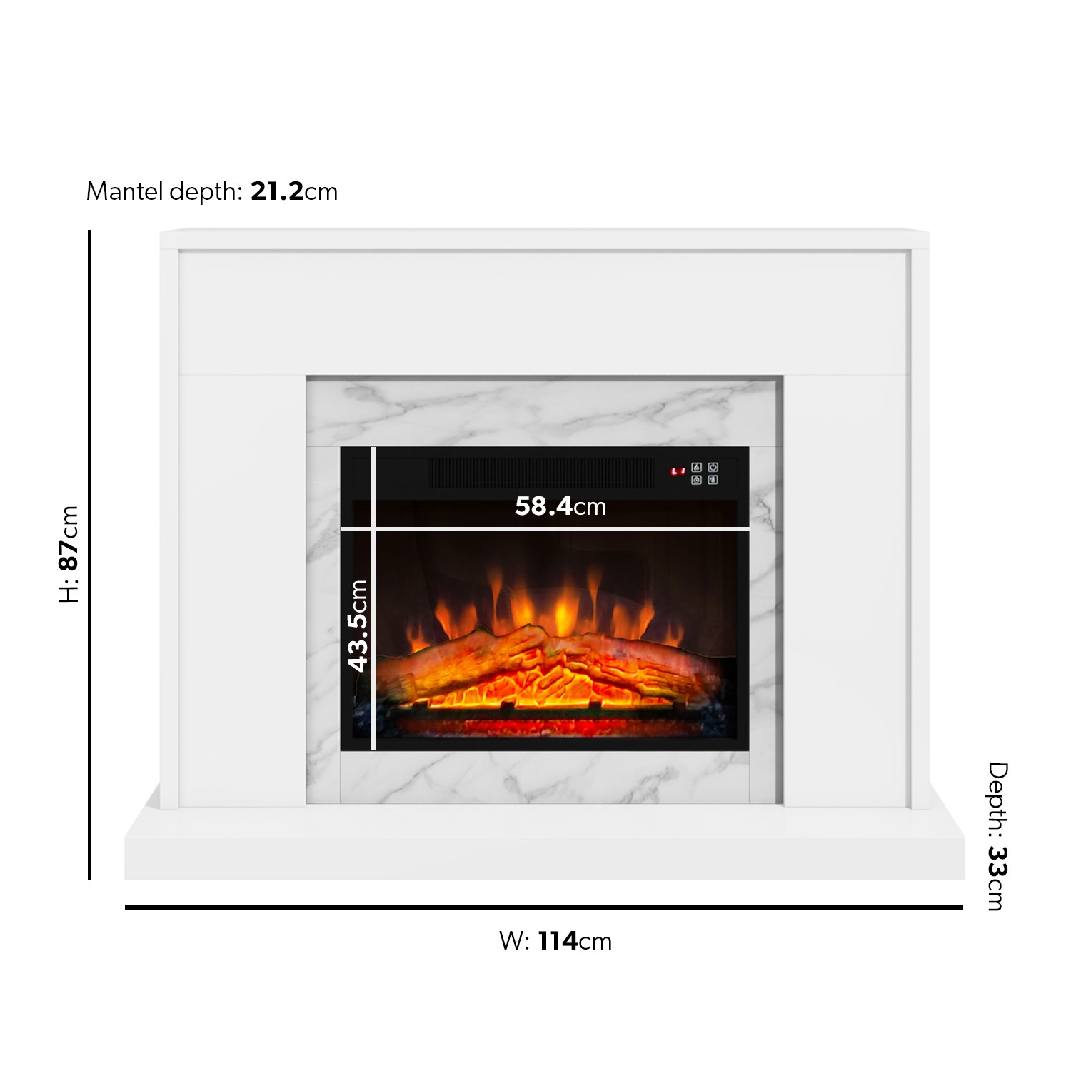 Heating log effect electric stove fire heater 2000w adjustable