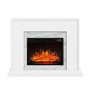 White and Marble Effect Freestanding Electric Fireplace Suite with Log Effect - Amberglo