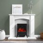 ONLY OPENED - White Freestanding Electric Fireplace Suite with Black Stove - Amberglo