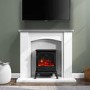 ONLY OPENED - White Freestanding Electric Fireplace Suite with Black Stove - Amberglo