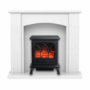 GRADE A1 - White Freestanding Electric Fireplace Suite with Black Stove - Amberglo
