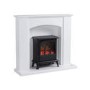 ONLY OPENED - White Freestanding Electric Fireplace Suite with Black Stove - Amberglo