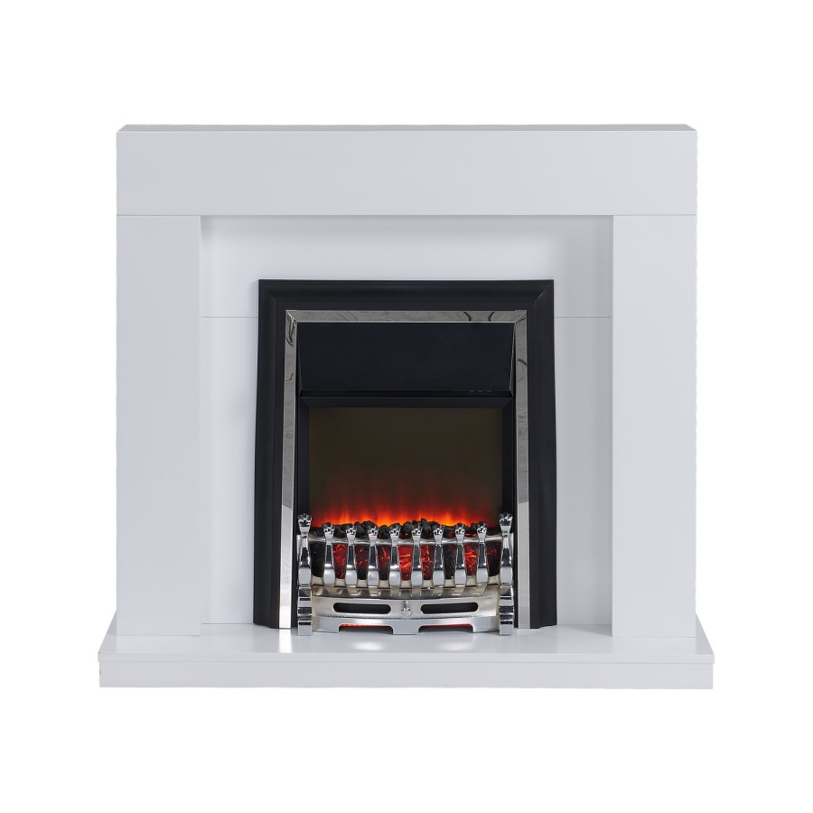 GRADE A2 - Freestanding White Electric Fireplace Suite with Metal Insert - Amberglo