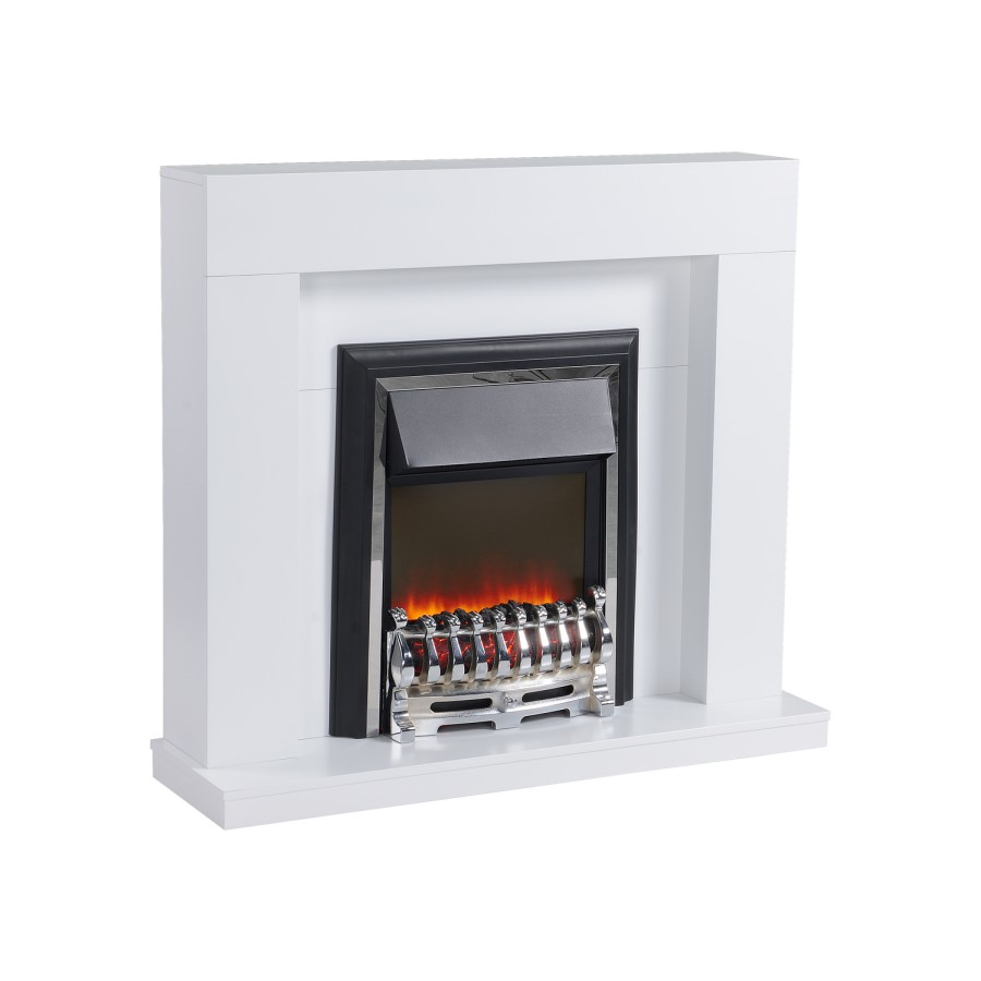 GRADE A2 - Freestanding White Electric Fireplace Suite with Metal Insert - Amberglo