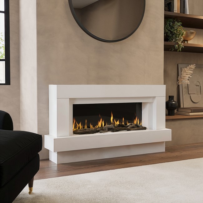 GRADE A2 - White 48inch WiFi Enabled Wall Mounted Electric Fireplace - AmberGlo