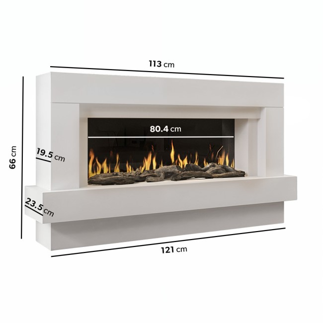 GRADE A2 - White 48inch WiFi Enabled Wall Mounted Electric Fireplace - AmberGlo