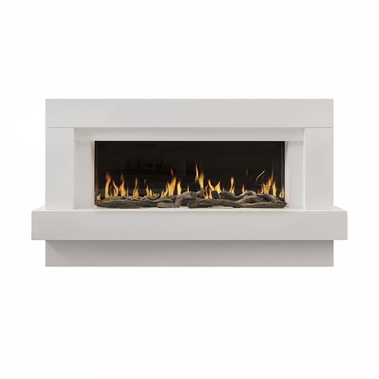 White 48inch WiFi Enabled Wall Mounted Electric Fireplace - AmberGlo