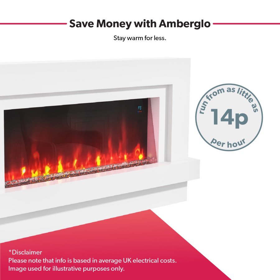 GRADE A2 - White Freestanding Alexa Electric Fireplace with LED Lights- Amberglo