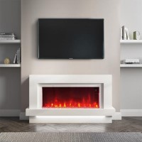 GRADE A2 - White Freestanding Alexa Electric Fireplace with LED Lights- Amberglo