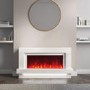 GRADE A2 - White Freestanding Alexa Electric Fireplace with LED Lights- Amberglo