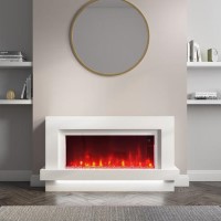 GRADE A2 - White Freestanding Alexa Electric Fireplace with LED Lights- Amberglo