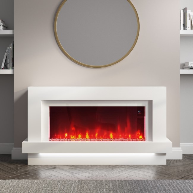 IMPERFECT - White Freestanding Electric Fireplace with LED Lights 48 inch - AmberGlo