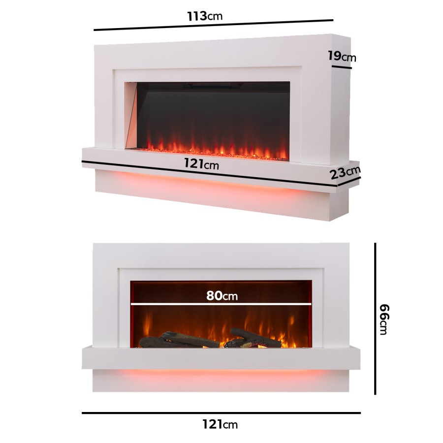 GRADE A2 - White Freestanding Alexa Electric Fireplace with LED Lights- Amberglo