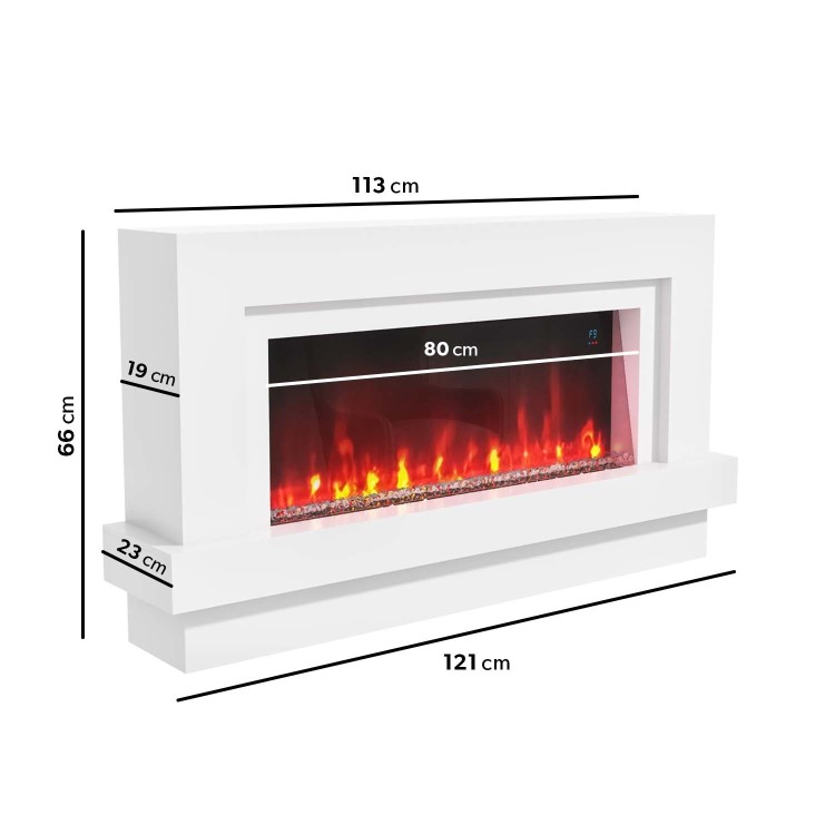 White Freestanding Electric Fireplace with LED Lights 48 inch - AmberGlo