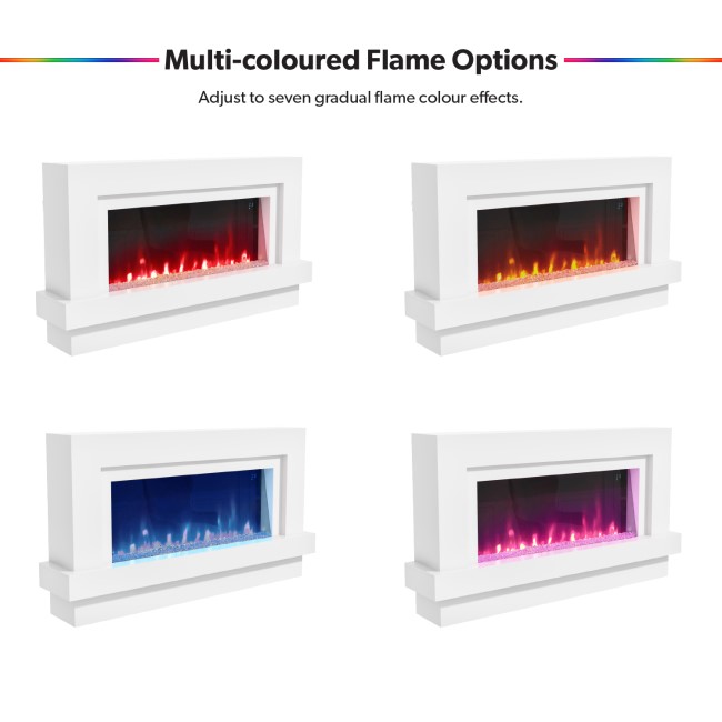 IMPERFECT - White Freestanding Electric Fireplace with LED Lights 48 inch - AmberGlo