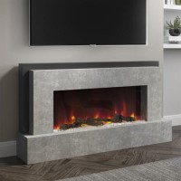 GRADE A2 - Grey Concrete Effect Freestanding Alexa Electric Fireplace - Amberglo