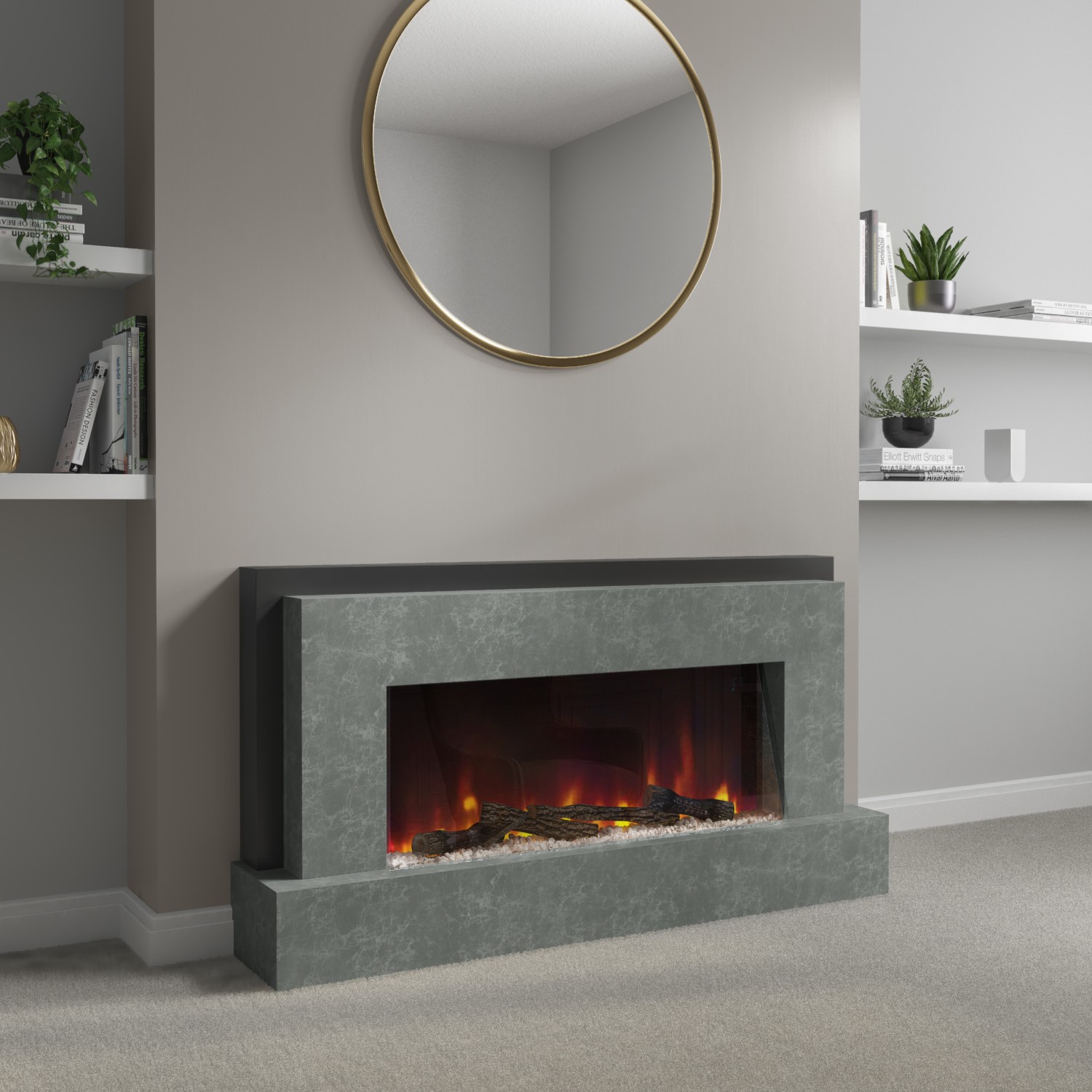 Frode Electric Fireplace, Ash Grey, EU Plug