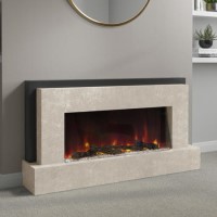 GRADE A3 - Beige Concrete Effect Freestanding Alexa Electric Fireplace - Amberglo