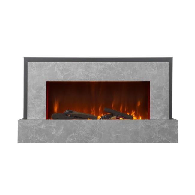 GRADE A2 - Grey Concrete Effect Freestanding Alexa Electric Fireplace -  Amberglo - Furniture123