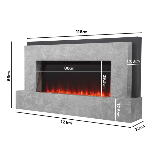 GRADE A2 - Grey Concrete Effect Freestanding Alexa Electric Fireplace -  Amberglo - Furniture123