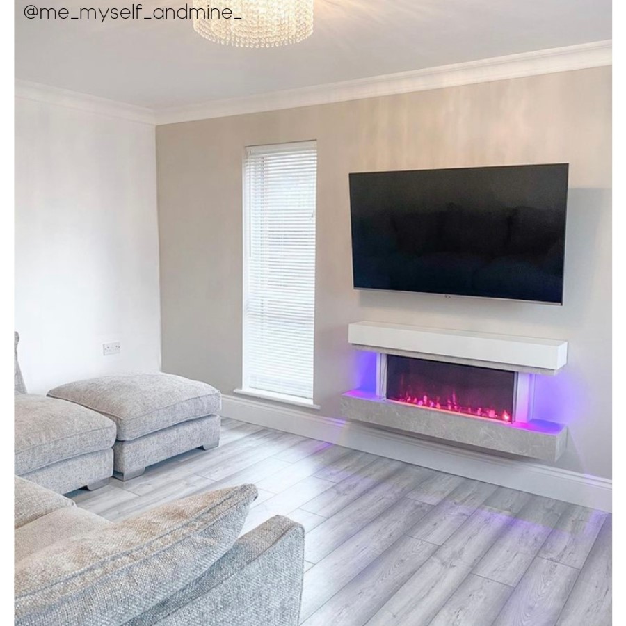 GRADE A2 - AmberGlo Grey and White Electric Fire Suite with LED Lights - Wifi & Alexa Compatible