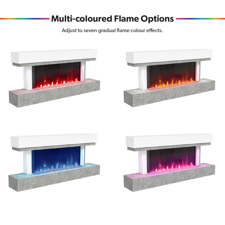 GRADE A2 - AmberGlo Grey and White Electric Fire Suite with LED Lights - Wifi & Alexa Compatible