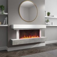 GRADE A2 - AmberGlo Grey and White Electric Fire Suite with LED Lights - Wifi & Alexa Compatible