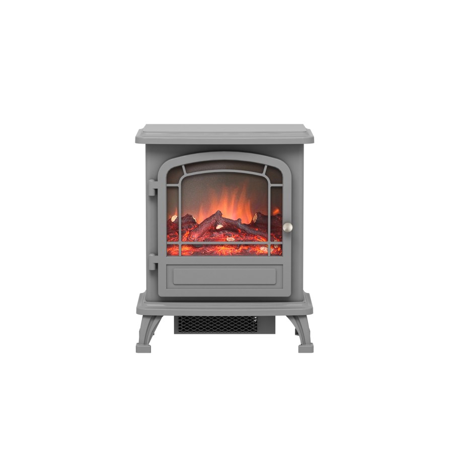 Grey Freestanding Electric Log Burner - AmberGlo