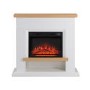 Amberglo White & Oak Effect Freestanding Electric Fire Suite with Log Storage - LAST FEW IN STOCK