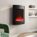 GRADE A1 - Black Vertical Curved Wall Mounted Electric Fire with LED Lights - AmberGlo