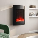 A1/AGL048 GRADE A1 - Black Vertical Curved Wall Mounted Electric Fire with LED Lights - AmberGlo