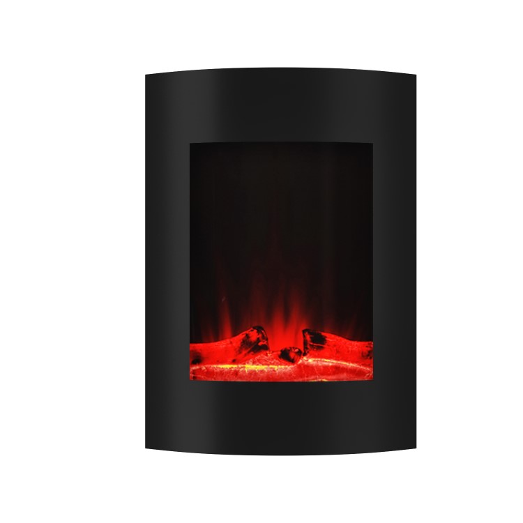 GRADE A1 - Black Vertical Curved Wall Mounted Electric Fire with LED Lights - AmberGlo